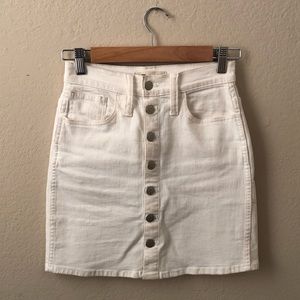 Madewell White Denim Button-Up Mini Skirt